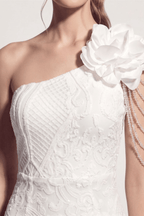 Adora One Shoulder White Lace Mermaid Maxi Dress Avalabel
