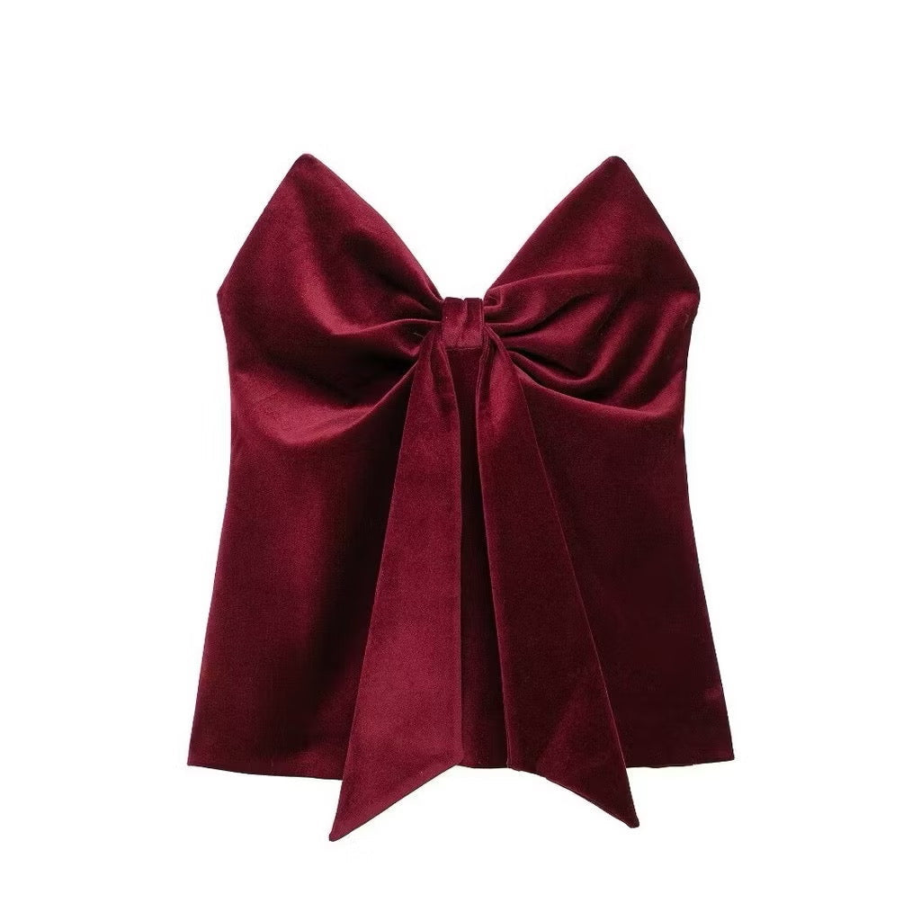 Milan Velvet Top In Wine Red Avalabel