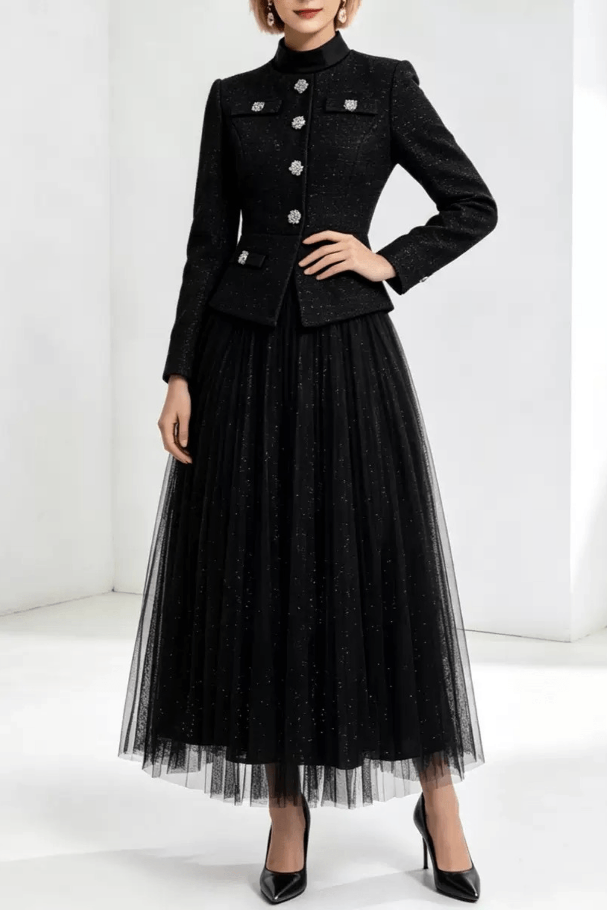 Lydia Jacket and Tulle Pleated Skirt Two Piece Set Avalabel