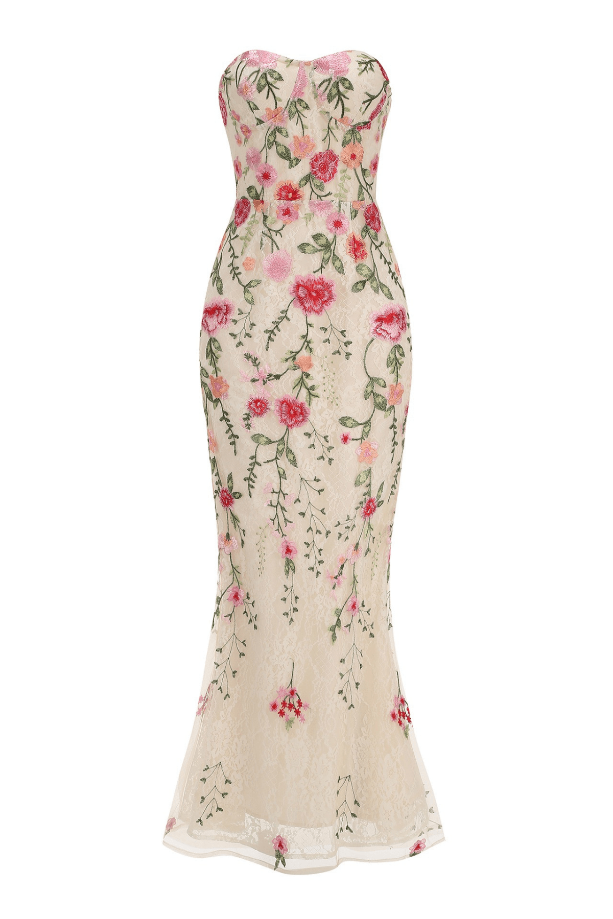 Emily Strapless Floral Embroidered Mermaid Dress Avalabel