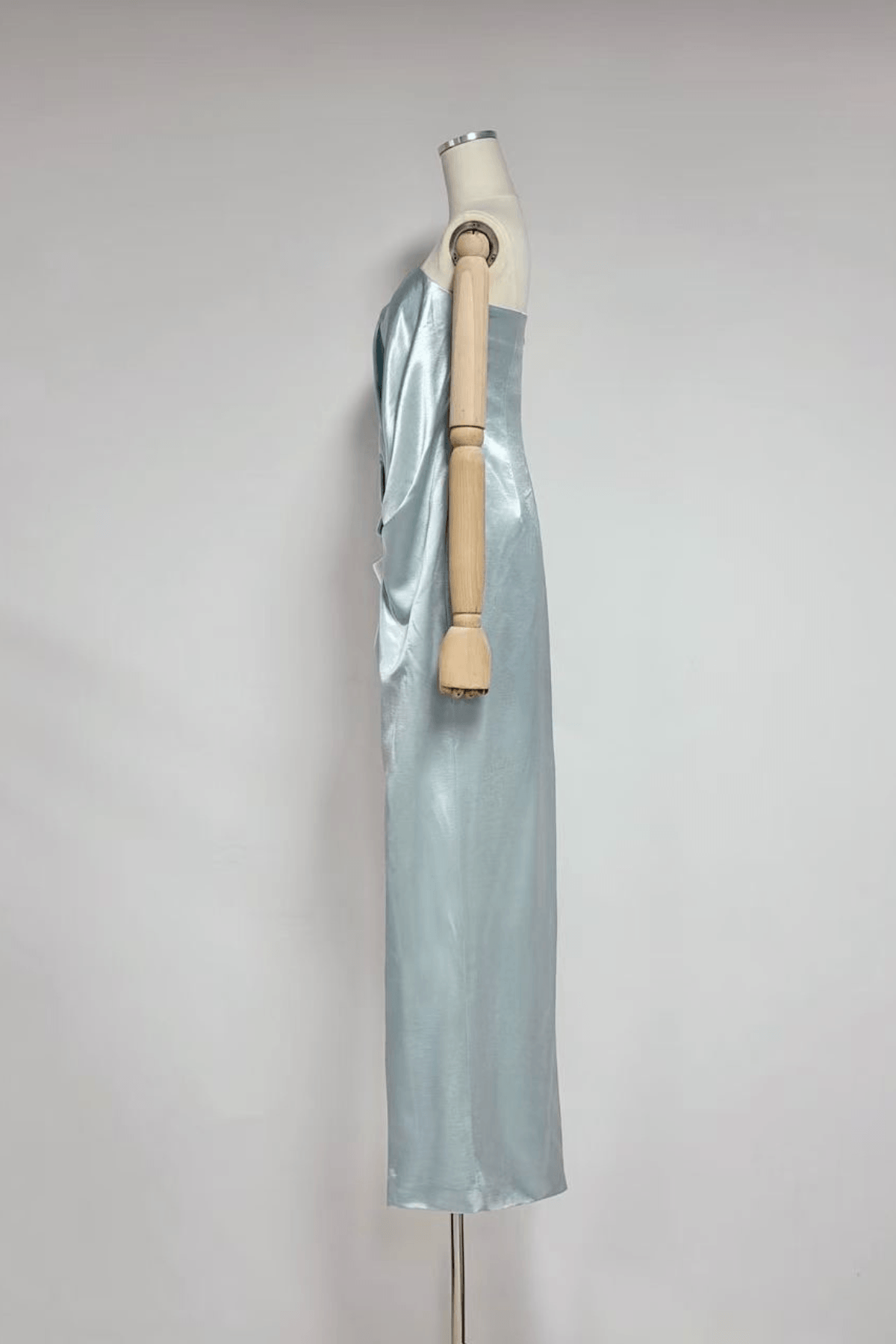 Ruby Blue Strapless Draped Satin Dress Avalabel