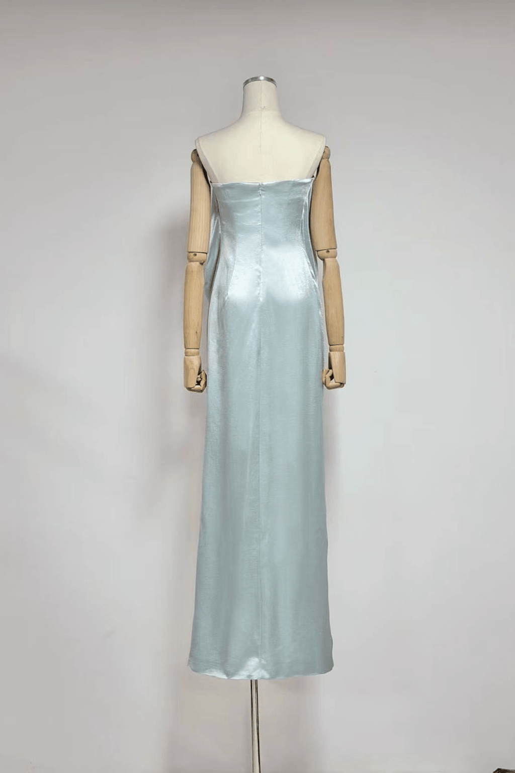Ruby Blue Strapless Draped Satin Dress Avalabel