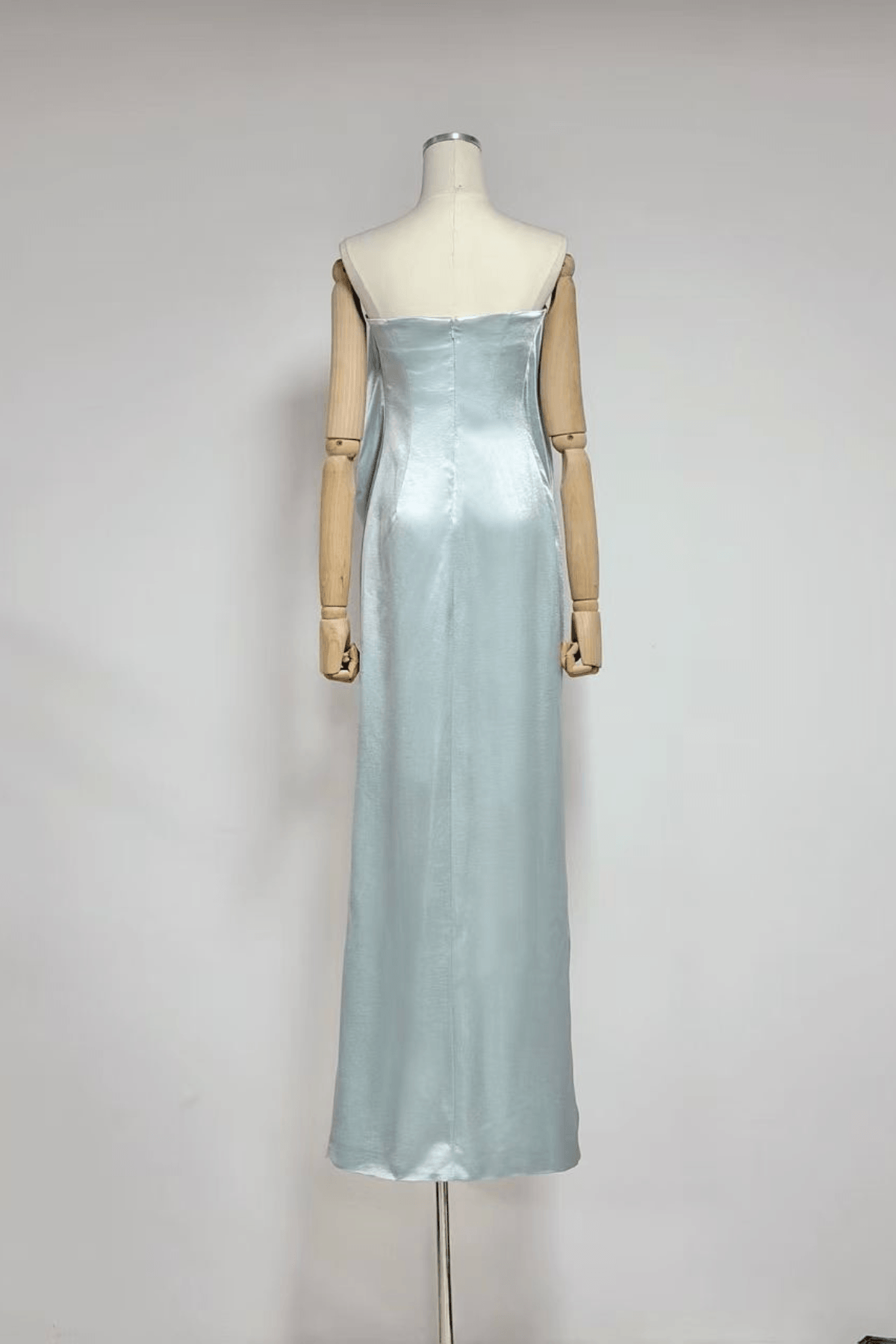 Ruby Blue Strapless Draped Satin Dress Avalabel