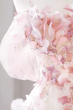 Verna Off‑Shoulder Pink 3D Floral Tulle Dress Avalabel