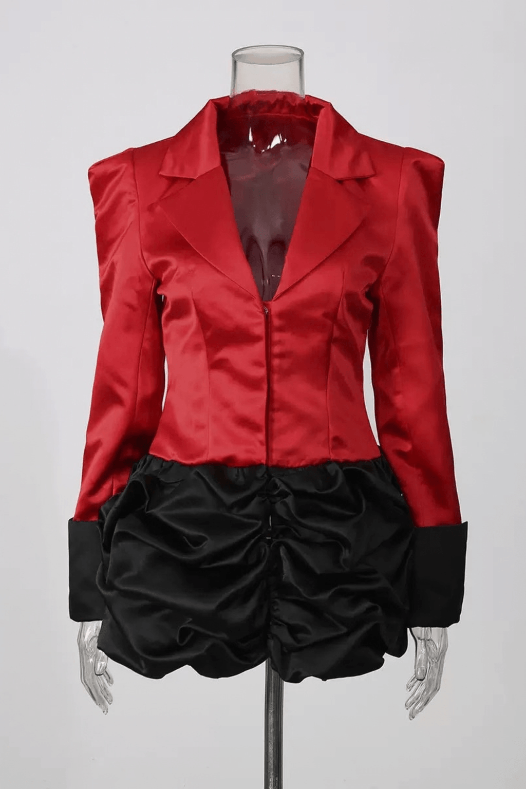 Juana Red Satin Lapel Mini Dress Avalabel