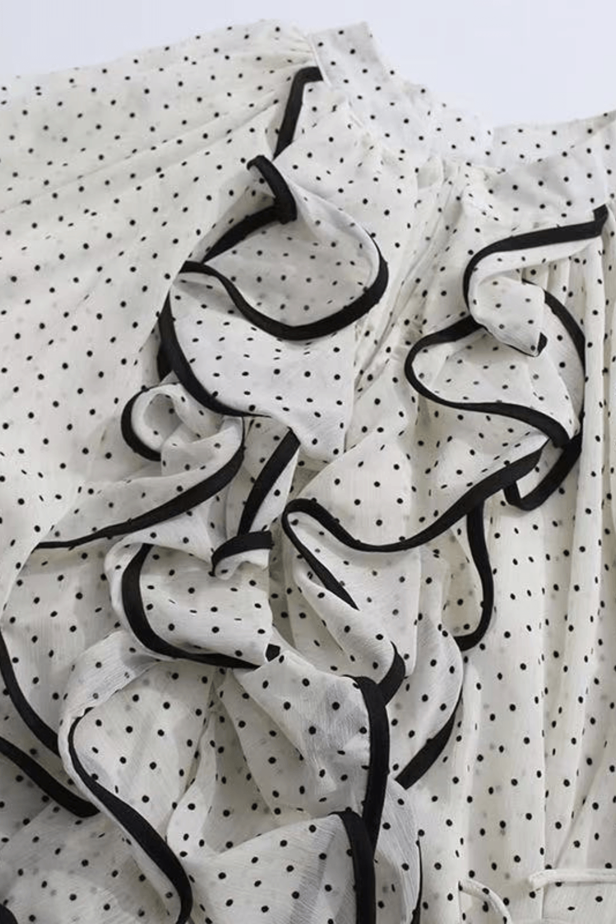 Ellie White Polka Dot Ruffled Bell Long Sleeve Blouse Avalabel