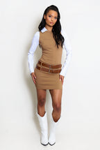 Double Belted Round Neck Mini Dress Soraya