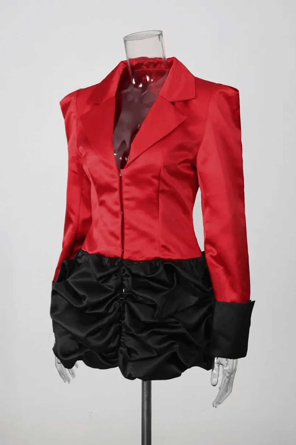 Juana Red Satin Lapel Mini Dress Avalabel