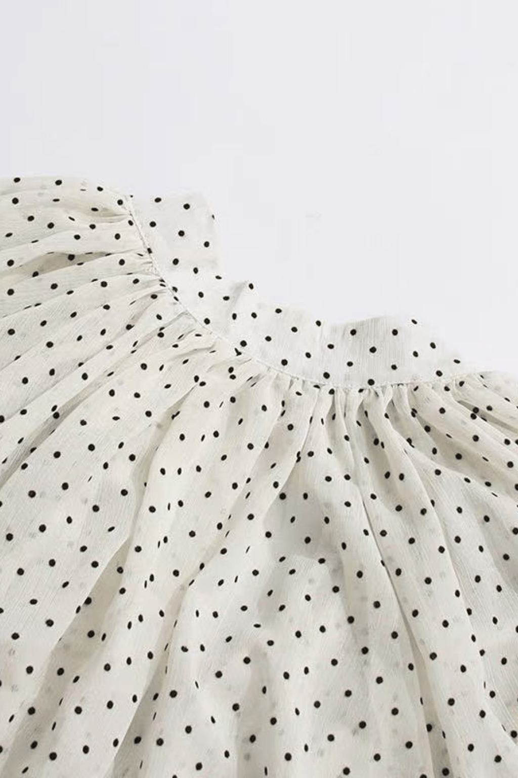 Ellie White Polka Dot Ruffled Bell Long Sleeve Blouse Avalabel