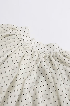 Ellie White Polka Dot Ruffled Bell Long Sleeve Blouse Avalabel