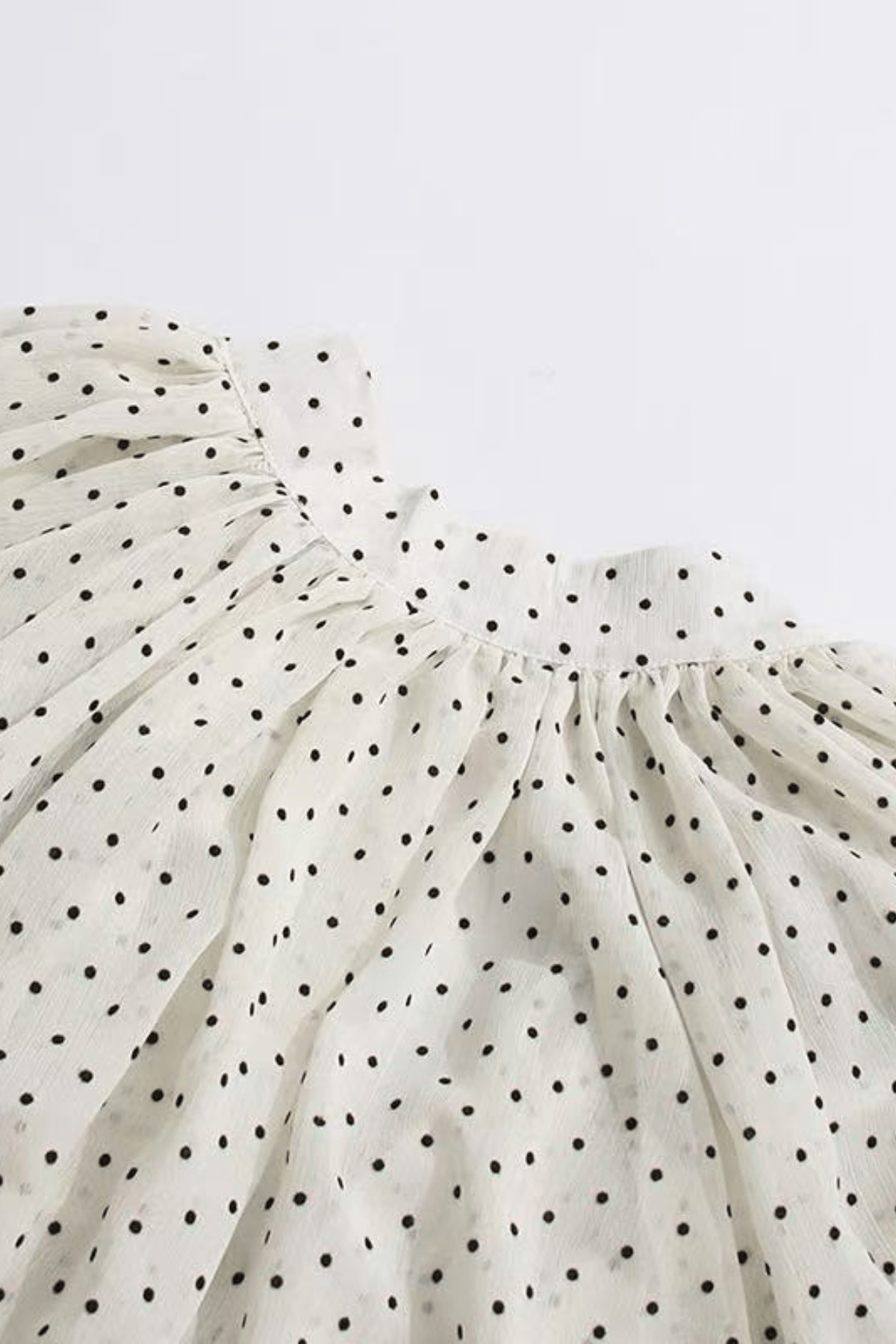 Ellie White Polka Dot Ruffled Bell Long Sleeve Blouse Avalabel