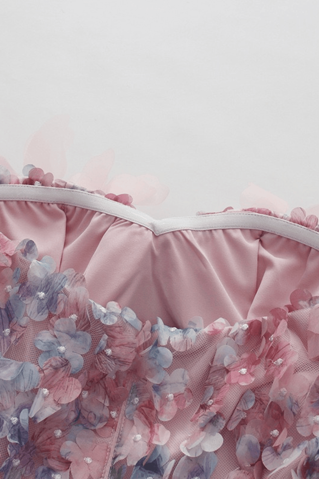 Ella Pink 3D Floral Strapless Mini Dress Avalabel