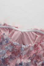 Ella Pink 3D Floral Strapless Mini Dress Avalabel