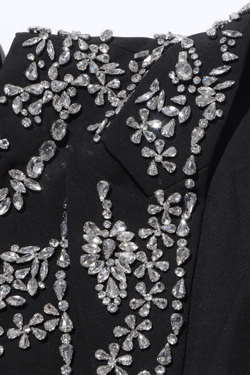 Daria Black Cutout Rhinestone Embellished Blazer Avalabel
