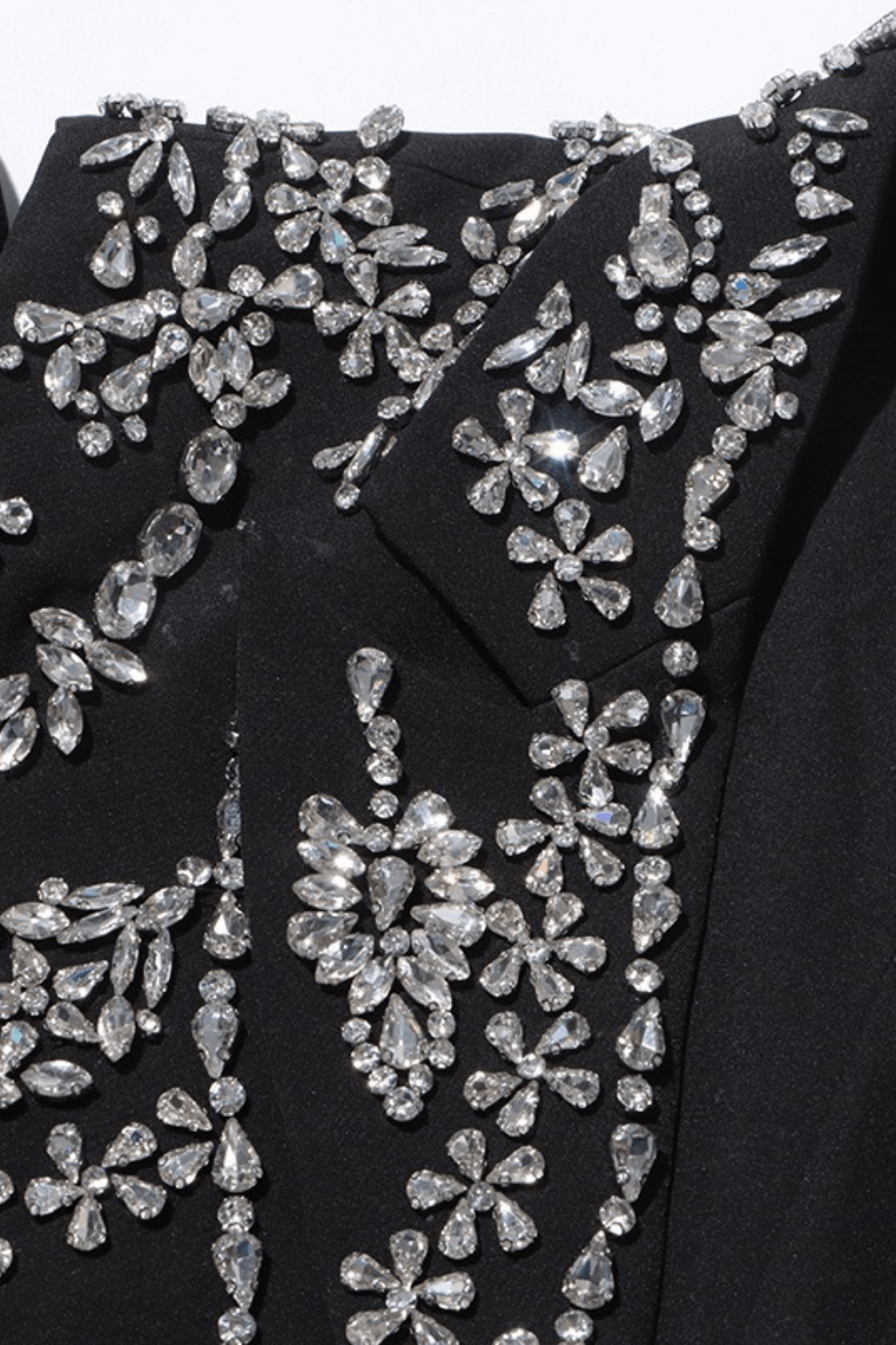 Daria Black Cutout Rhinestone Embellished Blazer Avalabel