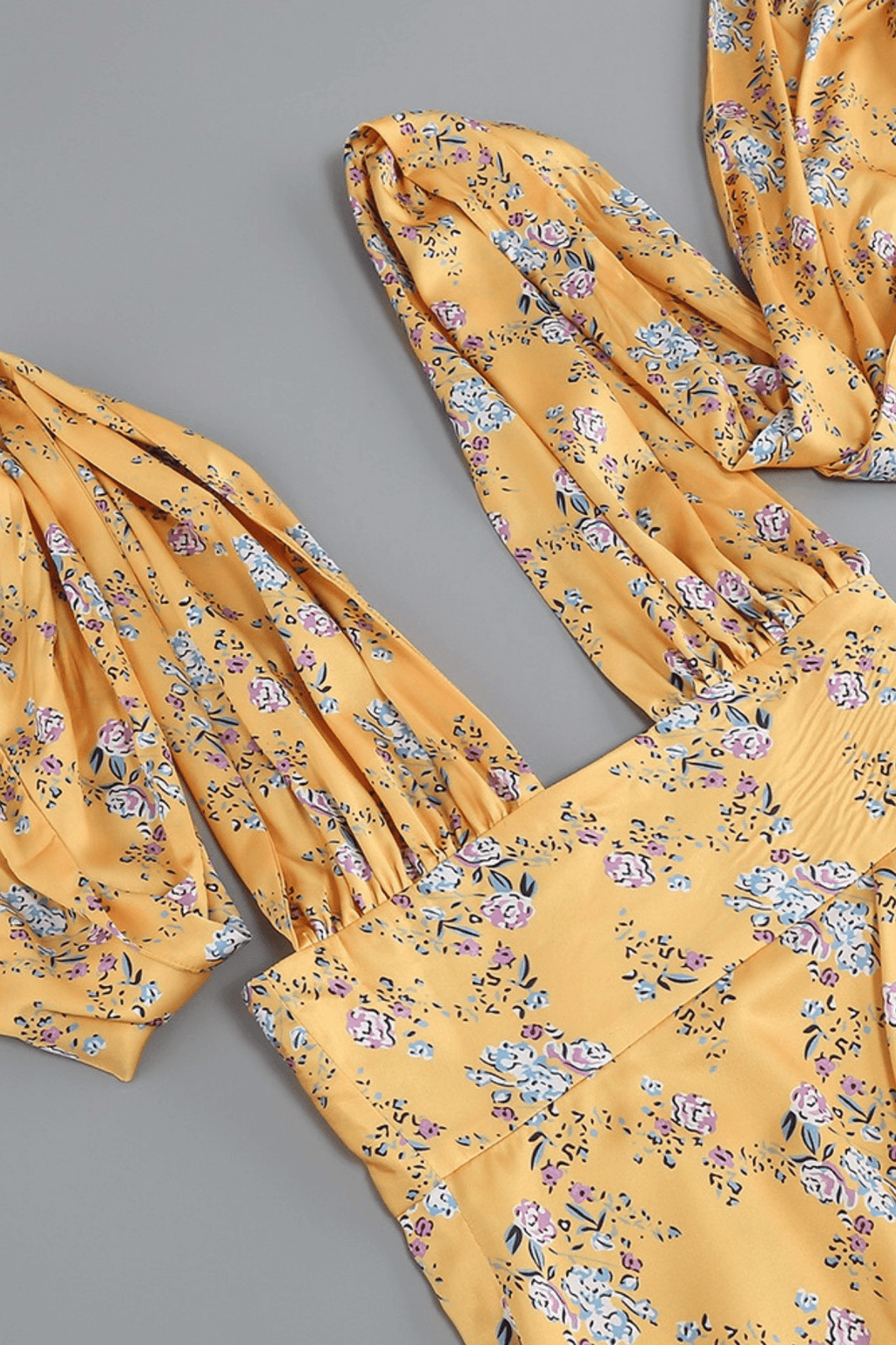 Tiffany Yellow Floral Halter Neck Ruffle Maxi Dress Avalabel