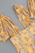 Tiffany Yellow Floral Halter Neck Ruffle Maxi Dress Avalabel