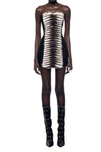arlene Plush Cut Strapless mini Dress in black - zebra Avalabel