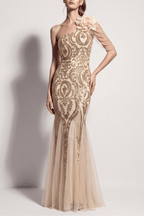 Adora One Shoulder Gold Mermaid Maxi Dress Avalabel