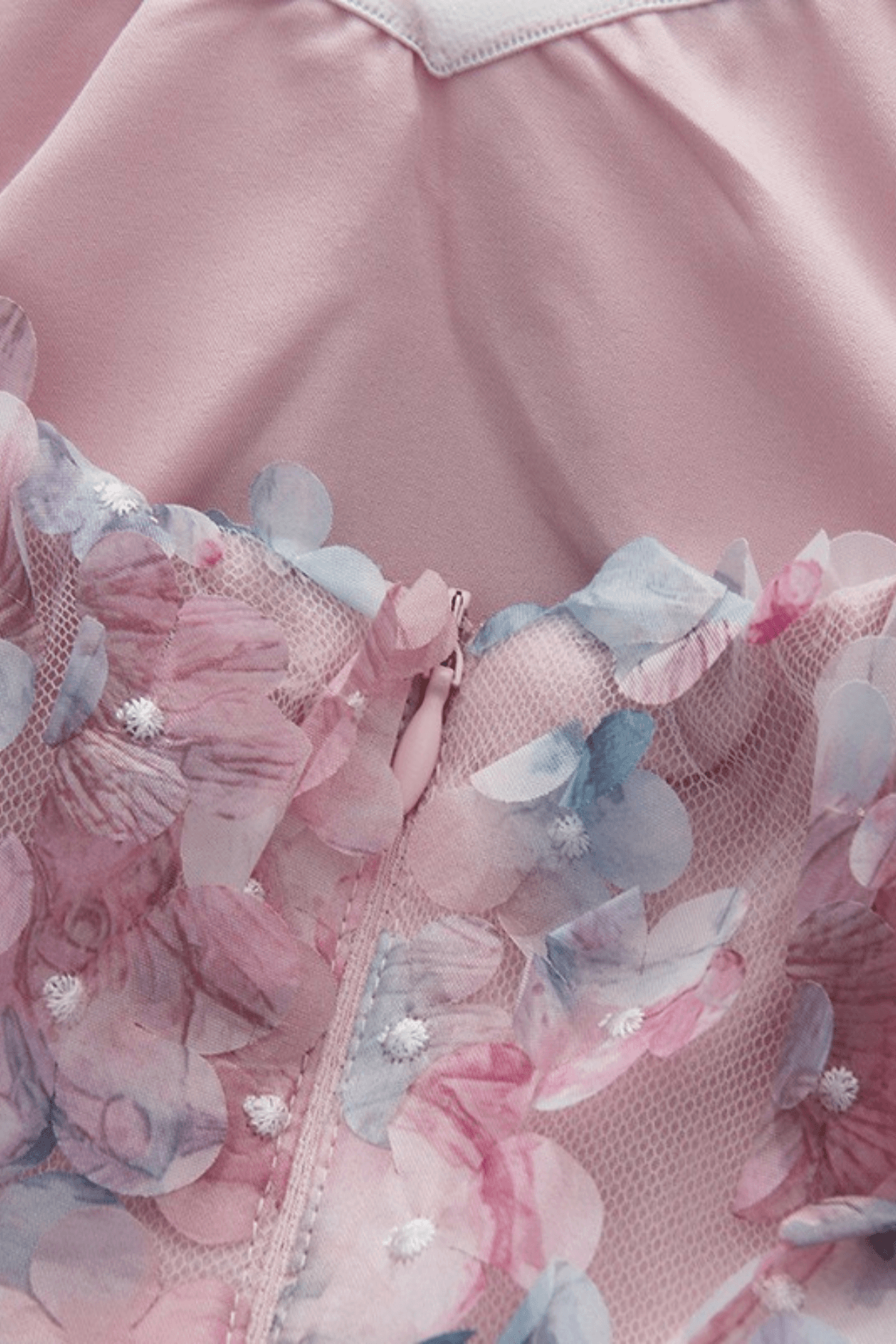 Ella Pink 3D Floral Strapless Mini Dress Avalabel