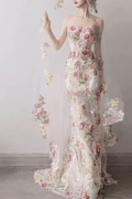 Viola Strapless Floral Embroidery Mermaid Dress Avalabel
