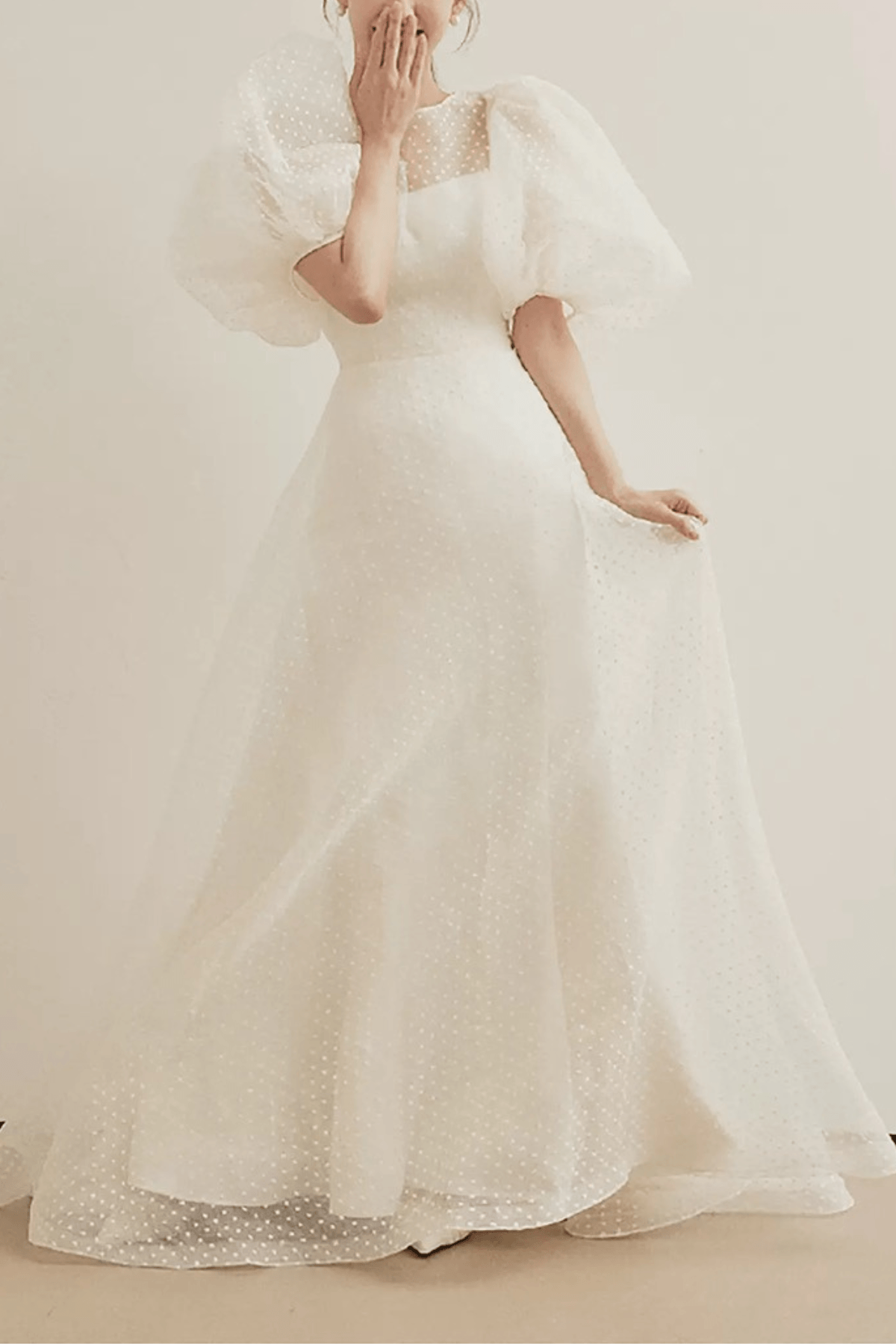 Blair Puff Sleeve Dotted Tulle Maxi Dress Avalabel