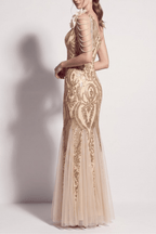Adora One Shoulder Gold Mermaid Maxi Dress Avalabel