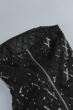 Ashlyn Black Strapless Grid Sequin Dress Avalabel