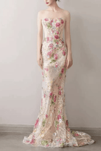 Viola Strapless Floral Embroidery Mermaid Dress Avalabel