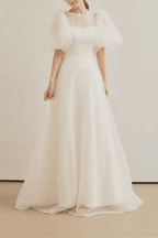 Blair Puff Sleeve Dotted Tulle Maxi Dress Avalabel