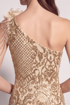 Adora One Shoulder Gold Mermaid Maxi Dress Avalabel