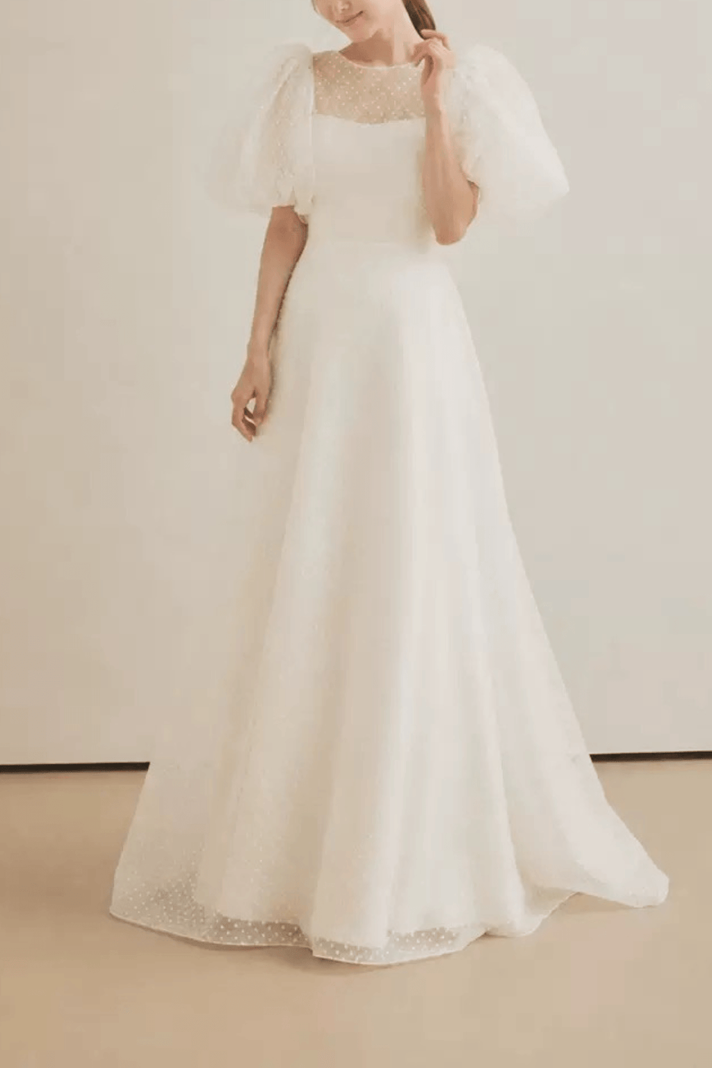 Blair Puff Sleeve Dotted Tulle Maxi Dress Avalabel