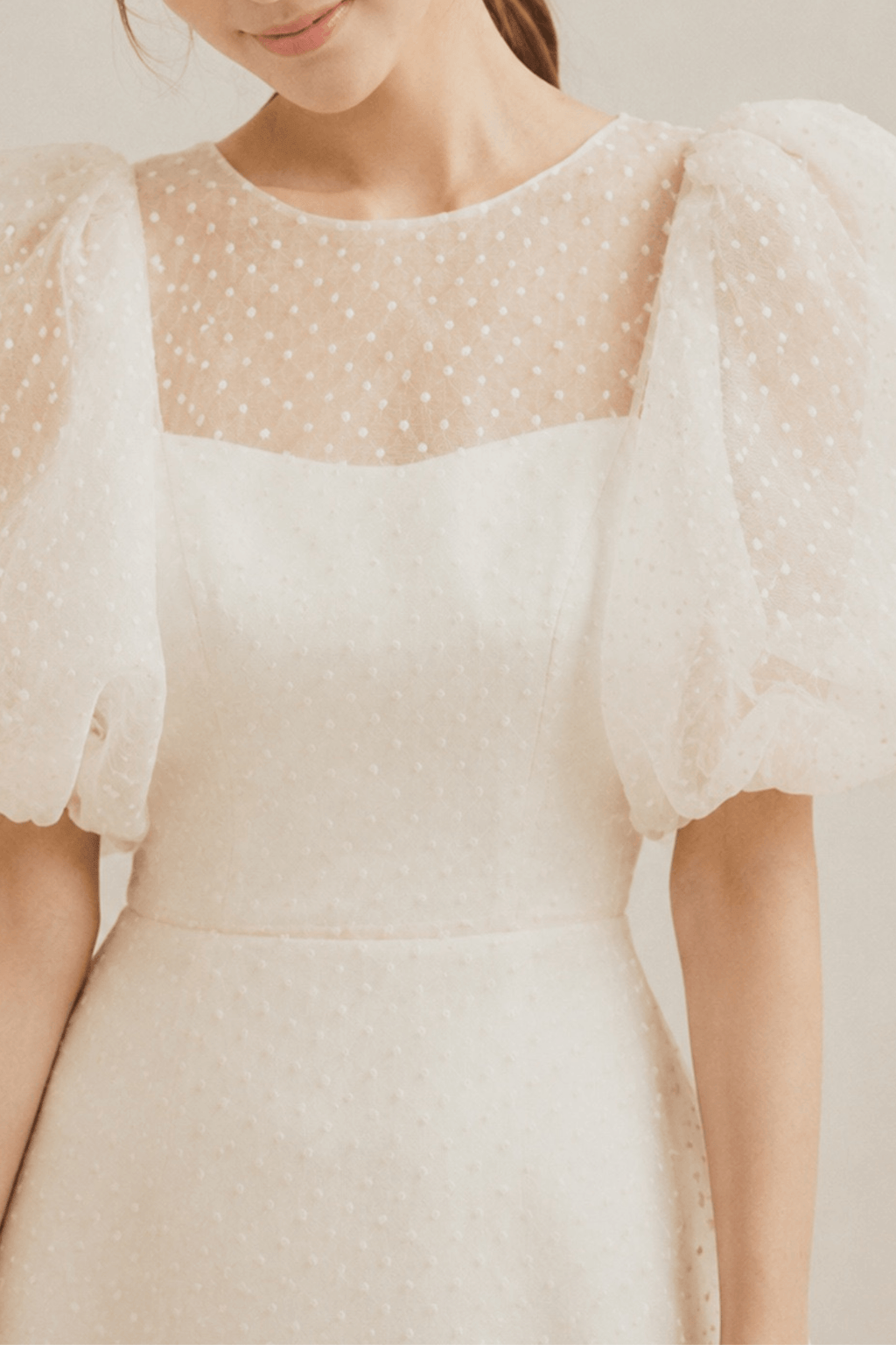 Blair Puff Sleeve Dotted Tulle Maxi Dress Avalabel