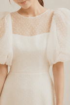 Blair Puff Sleeve Dotted Tulle Maxi Dress Avalabel