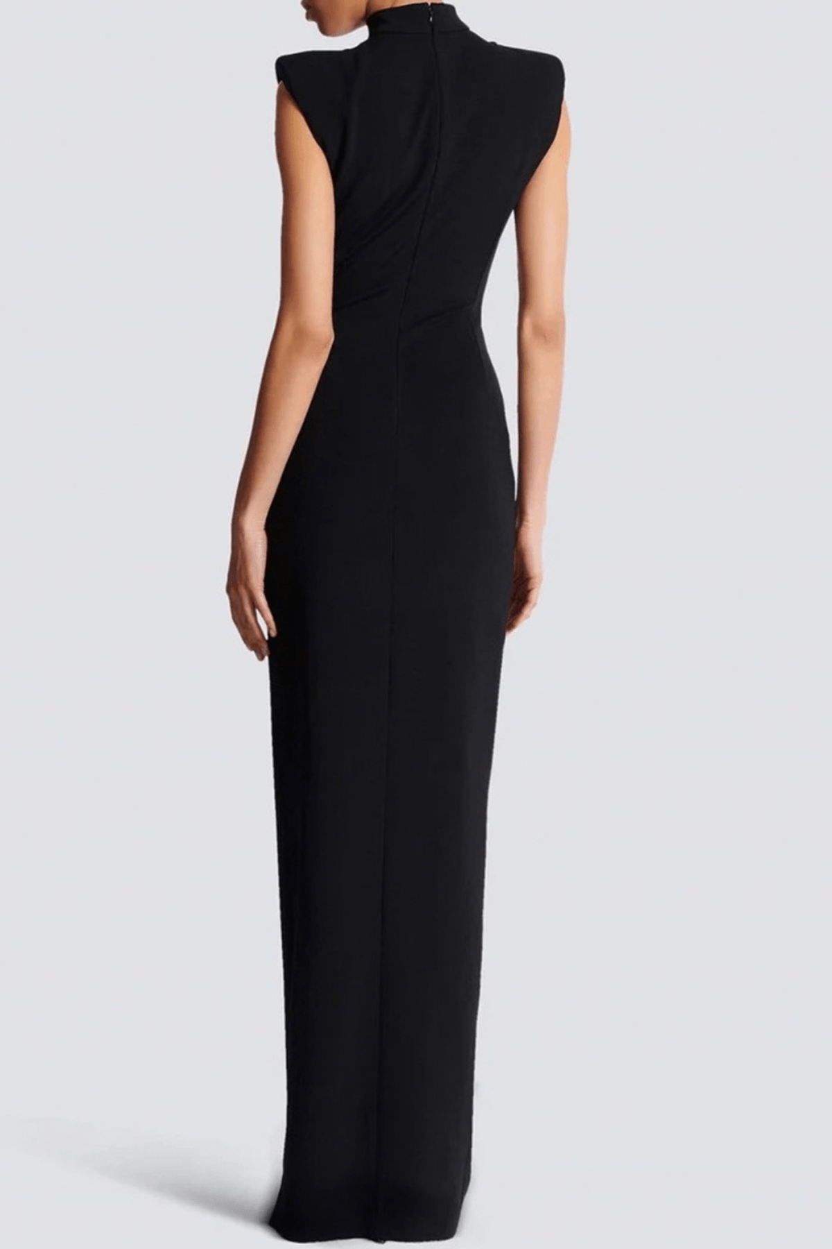 Zoey Black High Neck Zip Slit Evening Dress Avalabel