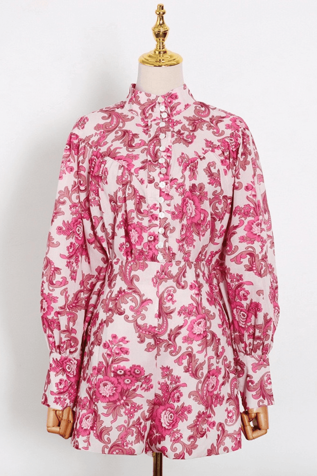Karen Pink Floral Puff Sleeve Pants Set Avalabel