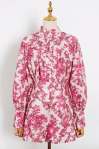 Karen Pink Floral Puff Sleeve Pants Set Avalabel