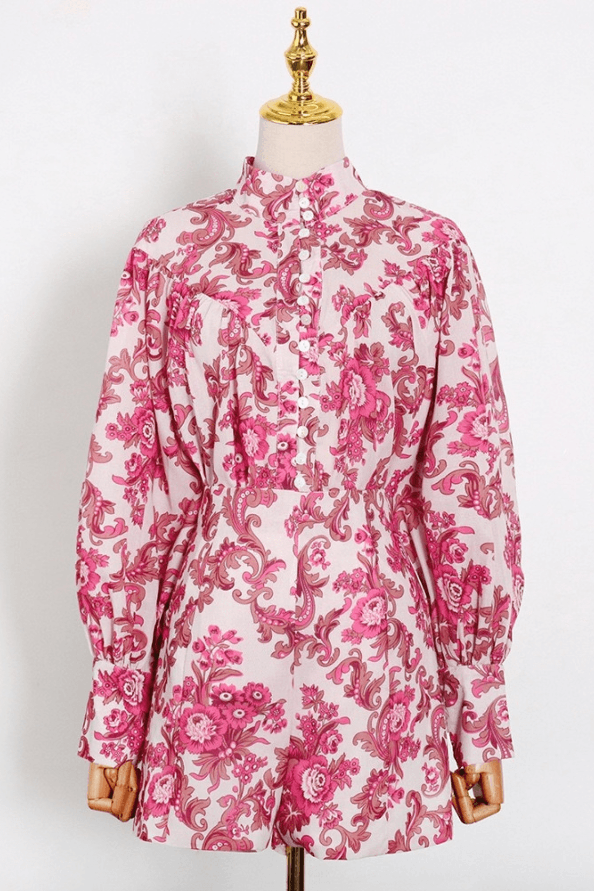 Karen Pink Floral Puff Sleeve Pants Set Avalabel