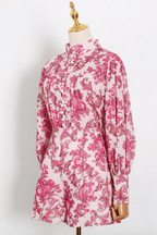 Karen Pink Floral Puff Sleeve Pants Set Avalabel