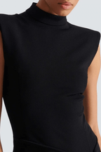 Zoey Black High Neck Zip Slit Evening Dress Avalabel