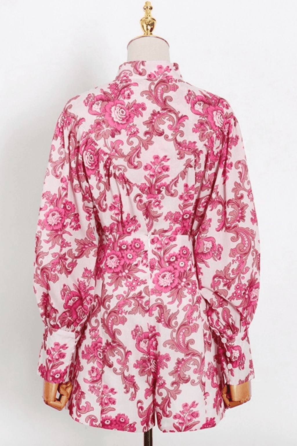 Karen Pink Floral Puff Sleeve Pants Set Avalabel