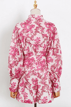 Karen Pink Floral Puff Sleeve Pants Set Avalabel