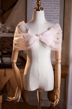 Pink 3D Floral Sheer Tulle Off-Shoulder Shawl Avalabel