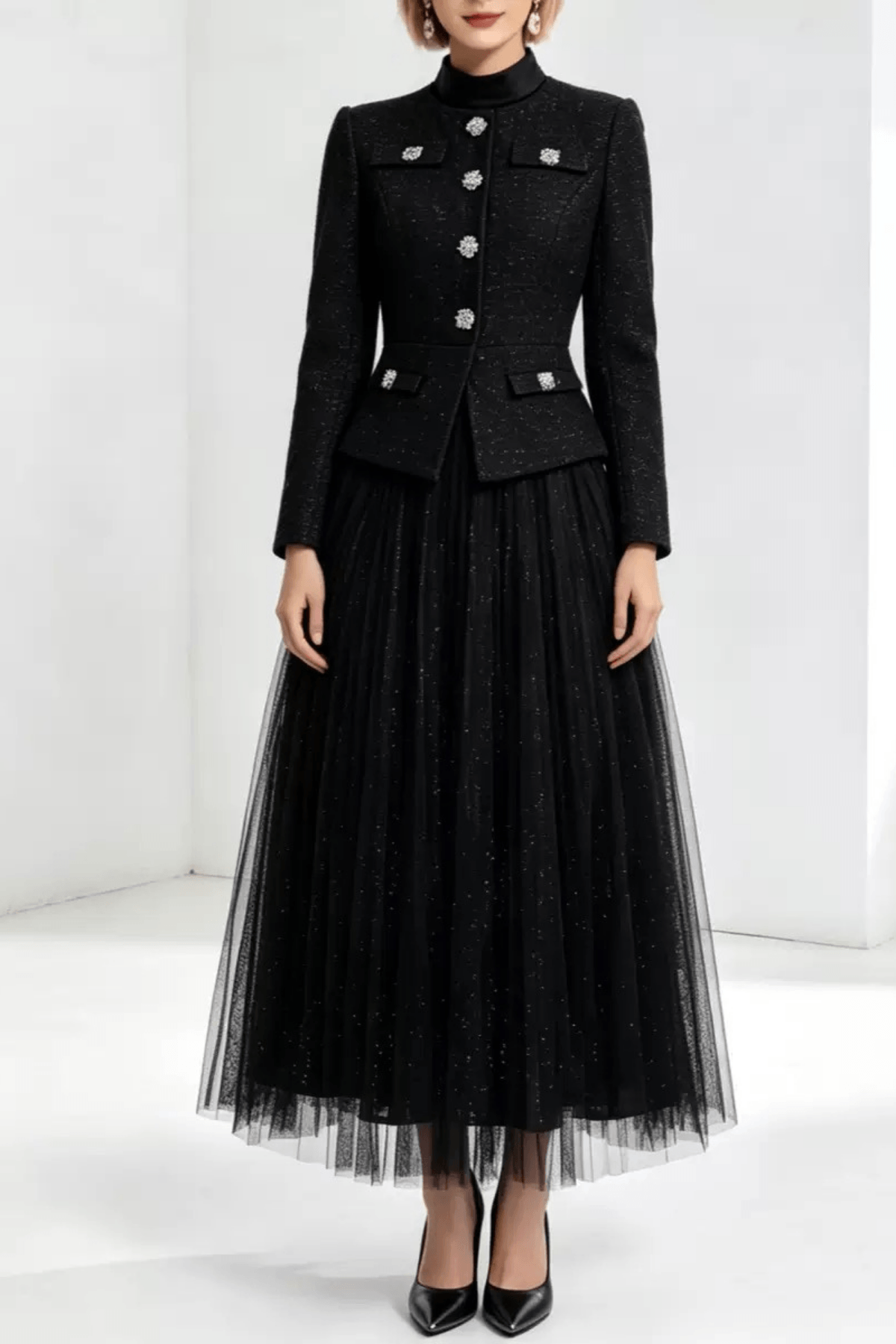 Lydia Jacket and Tulle Pleated Skirt Two Piece Set Avalabel