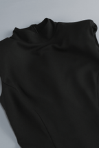 Zoey Black High Neck Zip Slit Evening Dress Avalabel