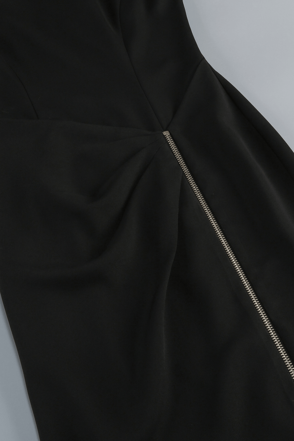 Zoey Black High Neck Zip Slit Evening Dress Avalabel