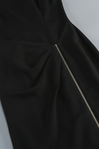 Zoey Black High Neck Zip Slit Evening Dress Avalabel