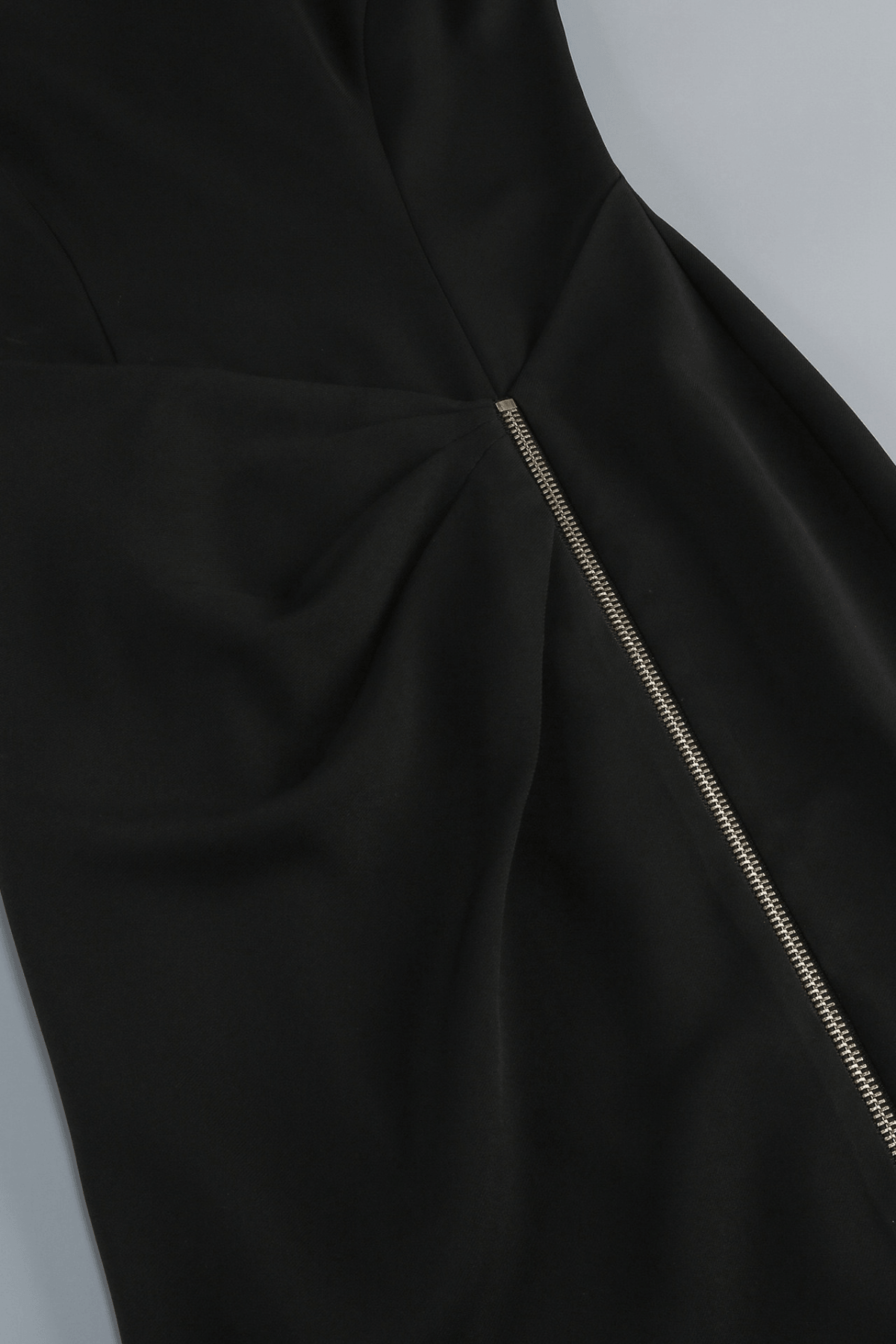 Zoey Black High Neck Zip Slit Evening Dress Avalabel