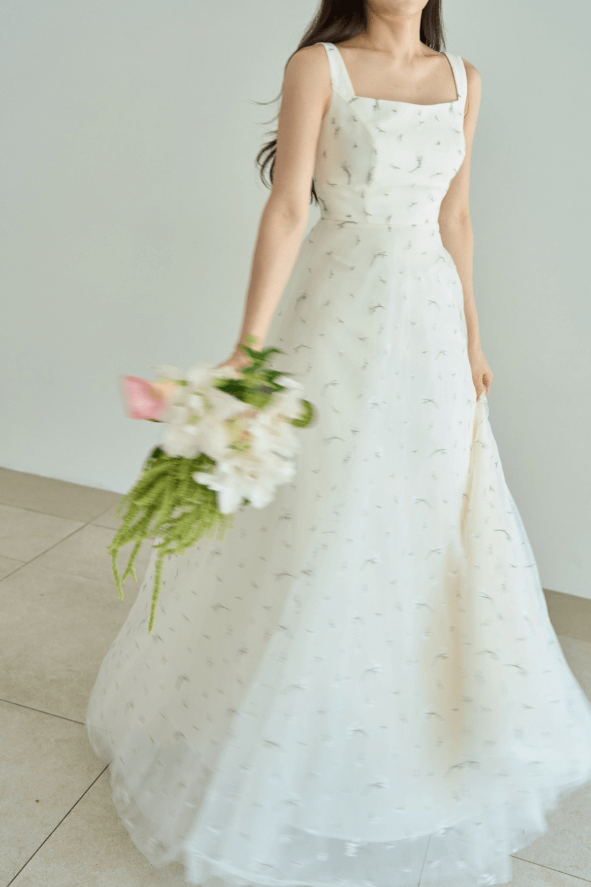 Brynn White Embroidered Tulle Maxi Dress Avalabel