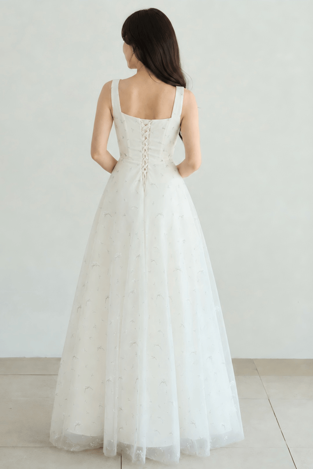 Brynn White Embroidered Tulle Maxi Dress Avalabel